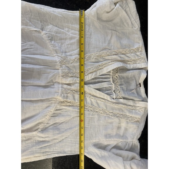 Free People Large Boho Cream Lace Tunic Shift Dress Fairy Festival Swim Pockets - Picture 5 of 9